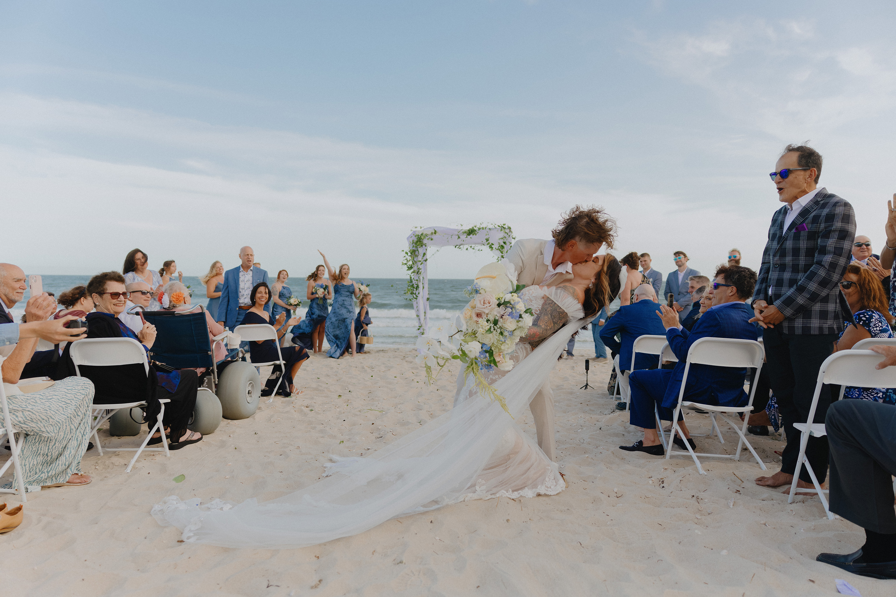 Documentary photo of a beach wedding ceremony in Massachusetts